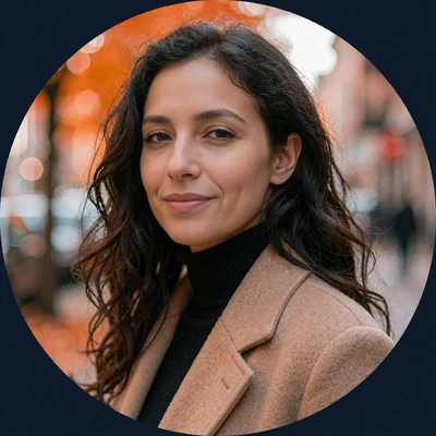Woman with long dark waves in a camel coat on an autumn street, illustrative Allsweety member snapshot